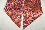 Fashionable Leopard Print Cardigan Top and Loose-fitting Long Pants Set JY-919138
