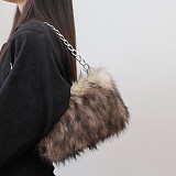 New Leopard Print Plush Chain Baguette Shoulder Bag RS-5795