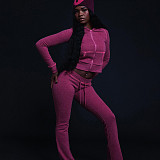 Stylish and Casual Hooded Zip-up Top and Trousers Set ZJQD-87206
