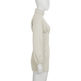 Stylish Zipper Stand Collar High Waist Bodycon Sweatshirt Dress MRA-45341