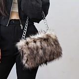 New Leopard Print Plush Chain Baguette Shoulder Bag RS-5795