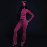 Stylish and Casual Hooded Zip-up Top and Trousers Set ZJQD-87206