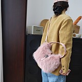 New Macaron-colored Plush Cute Button Shoulder/Crossbody Fur Bag RS-W426