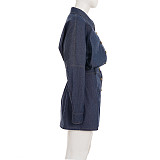 Stylish Collared Button-down Bodycon Denim Mini Dress MRA-44295