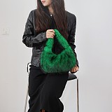 New Plush Small Square Faux Raccoon Fur Handbag/Shoulder Bag RS-5792