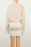 Sexy Cardigan Openwork Tie-up Long-sleeved Dress XS-1236