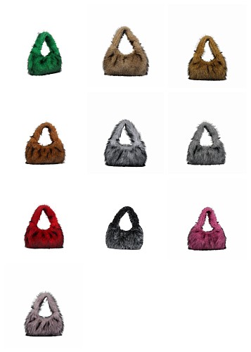New Plush Small Square Faux Raccoon Fur Handbag/Shoulder Bag RS-5792