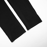 Sexy Deep V-neck Cross-over Cutout Fur Patchwork Long-sleeved Jumpsuit XYWL-25JP409
