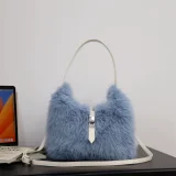 New Macaron-colored Plush Cute Button Shoulder/Crossbody Fur Bag RS-W426