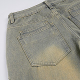 Trendy Retro Street Style Washed Low-rise Straight Leg Jeans MRA-45446