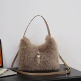 New Macaron-colored Plush Cute Button Shoulder/Crossbody Fur Bag RS-W426