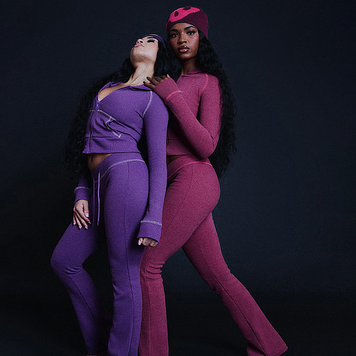 Stylish and Casual Hooded Zip-up Top and Trousers Set ZJQD-87206