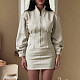 Stylish Zipper Stand Collar High Waist Bodycon Sweatshirt Dress MRA-45341