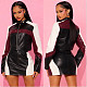 Fashionable Leather Patchwork Motorcycle Mini Skirt and Jacket Two-piece Set YNS-8013