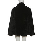 Stylish and Elegant Turtleneck Long-sleeved Comfortable Fluffy Fleece Coat SXE-84302