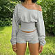 Sexy Off-shoulder Loose-fitting Long-sleeved Sweatshirt Set MRA-43990