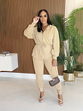 Stylish Drawstring Slim-fit Jacket With Elastic Waist and Slim-fit Pants Two-piece Set PMR-821