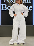 Casual Solid Color Hooded Zip-up Elastic Waist Jumpsuit PMR-818