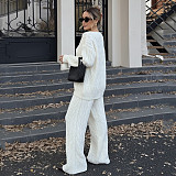Autumn/Winter Lazy Style Cable Knit V-Neck Knitted Loose Top and Casual Pants Two-Piece Set MRA-45857