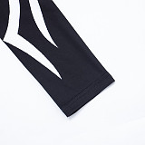 Autumn/Winter Round Neck Pullover Printed Top and Elastic Drape High Waist Straight Leg Pants Set XYWL-25ST398