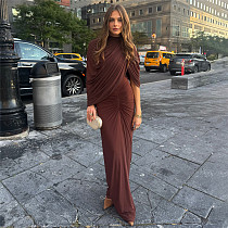 Solid Color Mesh Patchwork High-waisted Bodycon Slimming Dress ZJQD-85466
