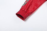 New Printed Color-blocked Sexy PU Leather Short Jacket SXE-80613