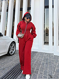 Casual Solid Color Hooded Zip-up Elastic Waist Jumpsuit PMR-818