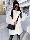 Solid Color Long-sleeved Lapel Faux Fur Mid-length Coat ZNFR-454658