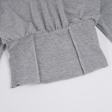 Sexy Off-shoulder Loose-fitting Long-sleeved Sweatshirt Set MRA-43990