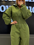Casual Solid Color Hooded Zip-up Elastic Waist Jumpsuit PMR-818