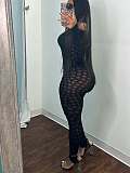 New Patchwork Solid Color Sexy Hollow-Out Slim High Waist Long Sleeve Jumpsuit LCYM-300962