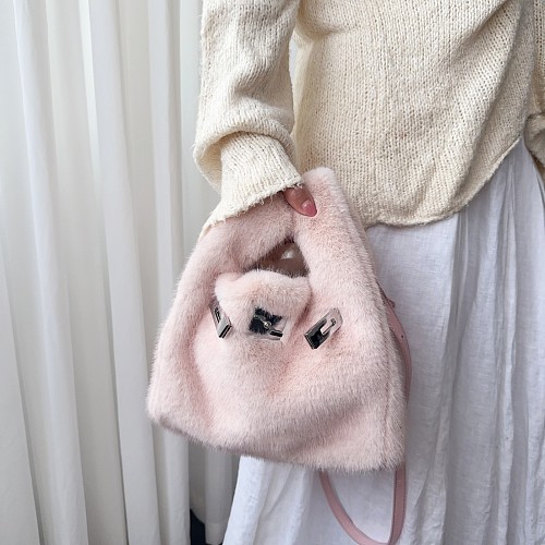 New Faux Mink Fur Plush Vest Handbag RS-W729