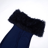 Autumn/Winter Off-Shoulder Fur Collar Sleeveless Stretch Cropped Jumpsuit XYWL-25JP469