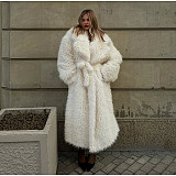2025 New Style Faux Fur Over-the-Knee White Thickened Elegant Coat ZNFR-07