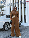 Casual Solid Color Hooded Zip-up Elastic Waist Jumpsuit PMR-818