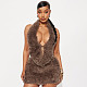 Autumn/Winter Furry Scarf Tie-up Backless Short Bodycon Skirt Set XYWL-25ST363
