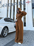 Casual Solid Color Hooded Zip-up Elastic Waist Jumpsuit PMR-818