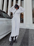 Casual Solid Color Hooded Zip-up Elastic Waist Jumpsuit PMR-818