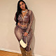 New Slim Fit Cardigan Top and High Waisted Skinny Printed Pants Set SXE-86708
