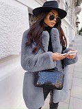 Solid Color Long-sleeved Lapel Faux Fur Mid-length Coat ZNFR-454658