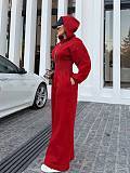 Casual Solid Color Hooded Zip-up Elastic Waist Jumpsuit PMR-818