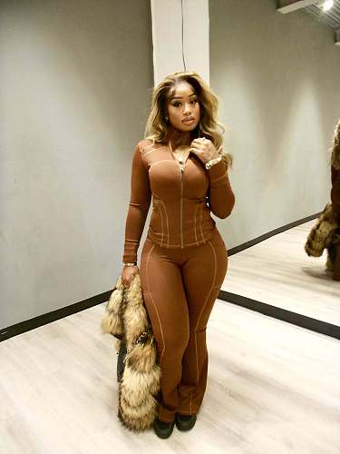 Sports and Casual Fitted Long-sleeved Slightly Flared Two-piece Set NIYA-8205