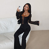 2025 Sexy Hollow-out Lace-trimmed Jumpsuit SUM-25434