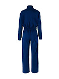 Stylish and Casual White Striped Color-blocked Sportswear Two-piece Set ZAND-33306
