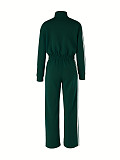Stylish and Casual White Striped Color-blocked Sportswear Two-piece Set ZAND-33306