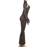 Stylish and Elegant Leopard Print High-waisted Bodycon Dress ZJQD-85905