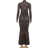 Stylish and Elegant Leopard Print High-waisted Bodycon Dress ZJQD-85905