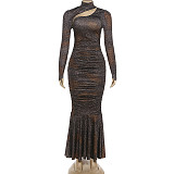 Stylish and Elegant Leopard Print High-waisted Bodycon Dress ZJQD-85905