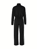 Stylish and Casual White Striped Color-blocked Sportswear Two-piece Set ZAND-33306