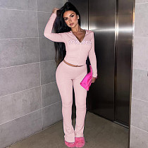 Stylish and Casual Hooded Printed Top and Trousers Set  ZJQD-86376